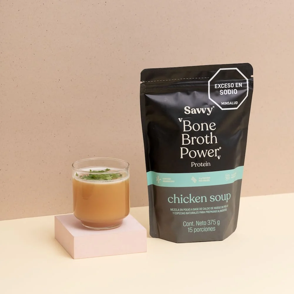 Proteina Bone Broth Chicken Soup, Savvy, Alimentos Sostenibles