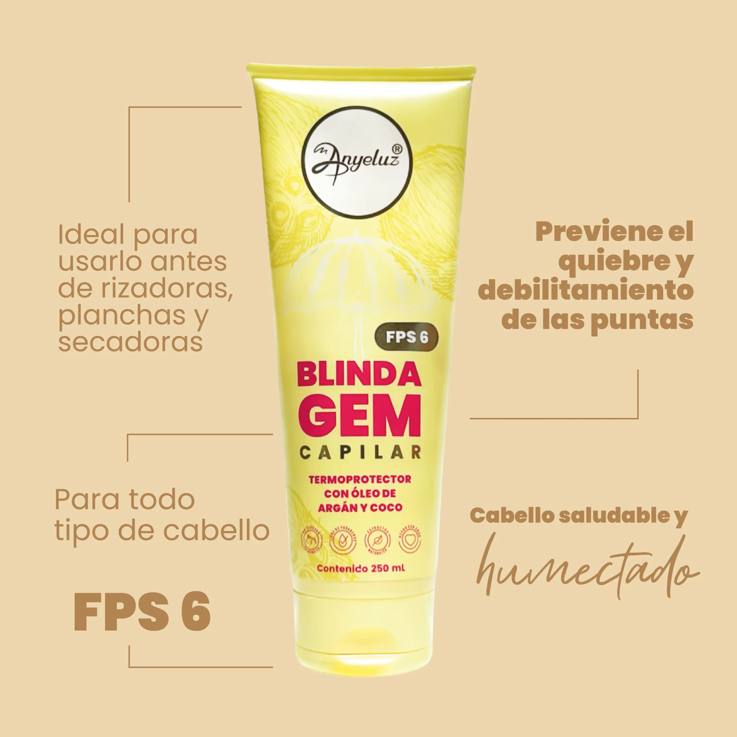 Anyeluz - Termoprotector Blindagem Capilar | Alimentos Sostenibles
