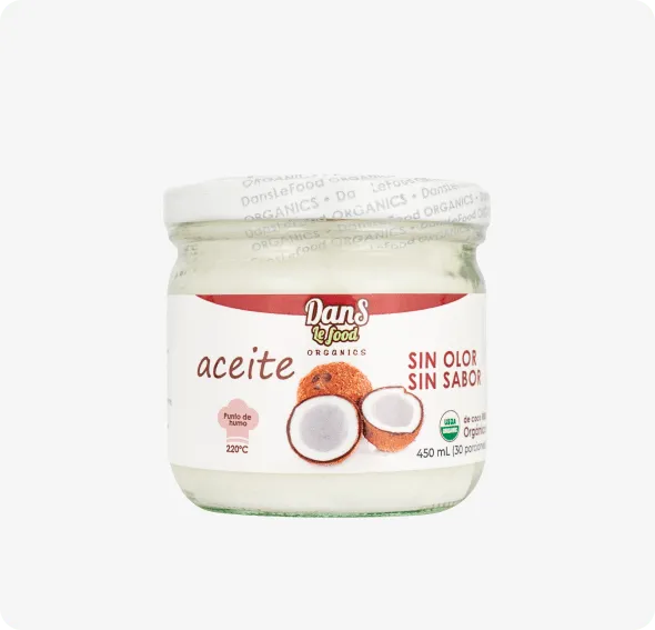 Aceite de coco, sin olor y sin sabor Dans Le Food. Alimentos Sostenibles.