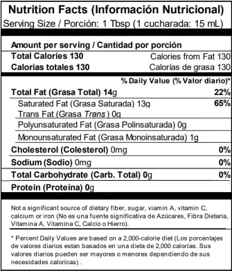 Aceite de coco, sin olor y sin sabor Dans Le Food. Alimentos Sostenibles.