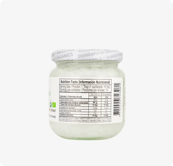 Aceite de coco virgen organico, Dans Le Food, Alimentos Sostenibles