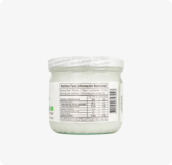 Aceite de coco virgen organico, Dans Le Food, Alimentos Sostenibles