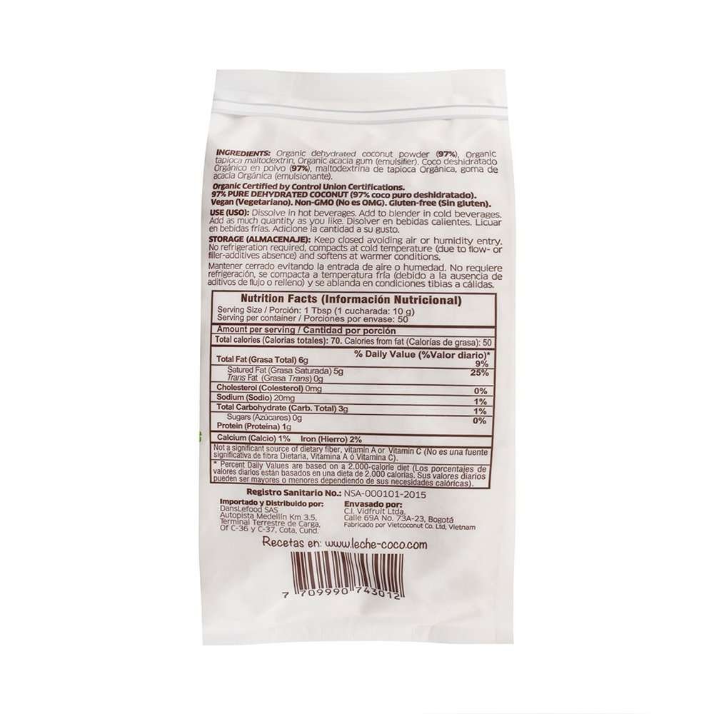 Leche de coco en polvo, Dans Le Food. Alimentos Sostenibles.