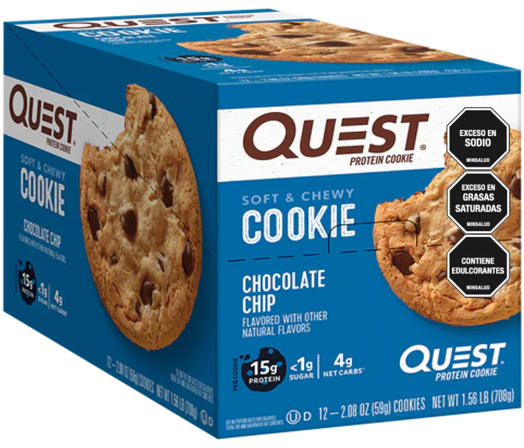 Galleta con chispas de chocolate Quest. Alimentos Sostenibles
