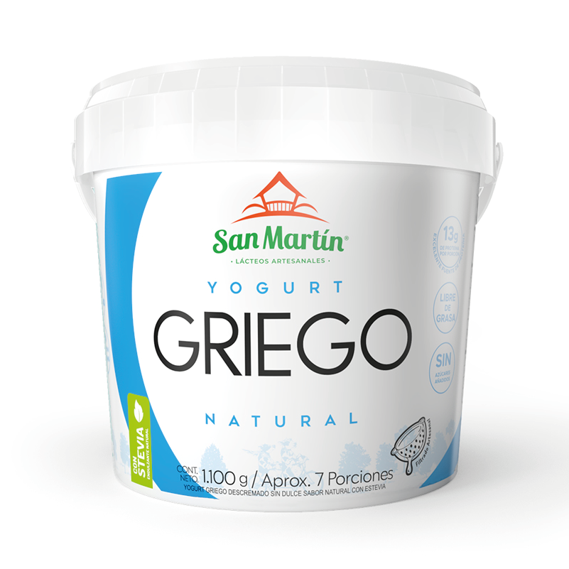Yogurt griego Natural (Con Stevia) San Martín, Alimentos Sostenibles.