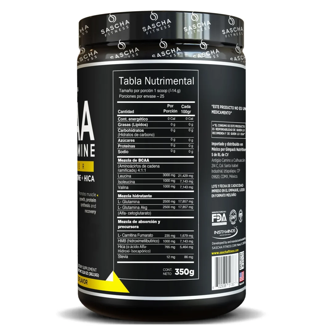 BCAA con Glutamine Sascha Fitness | Alimentos Sostenibles