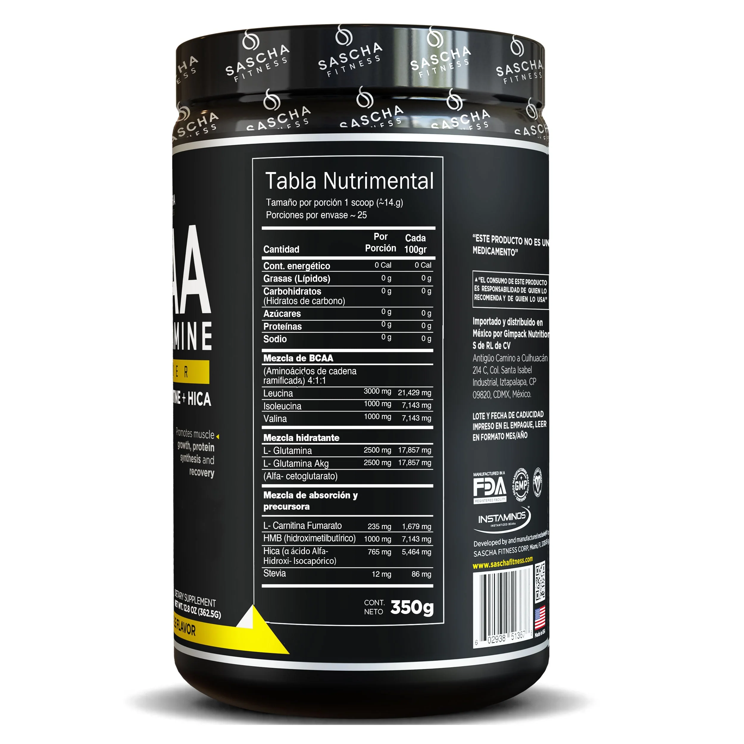 BCAA con Glutamine Sascha Fitness | Alimentos Sostenibles