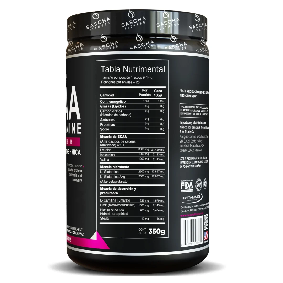 BCAA con Glutamine Sascha Fitness | Alimentos Sostenibles