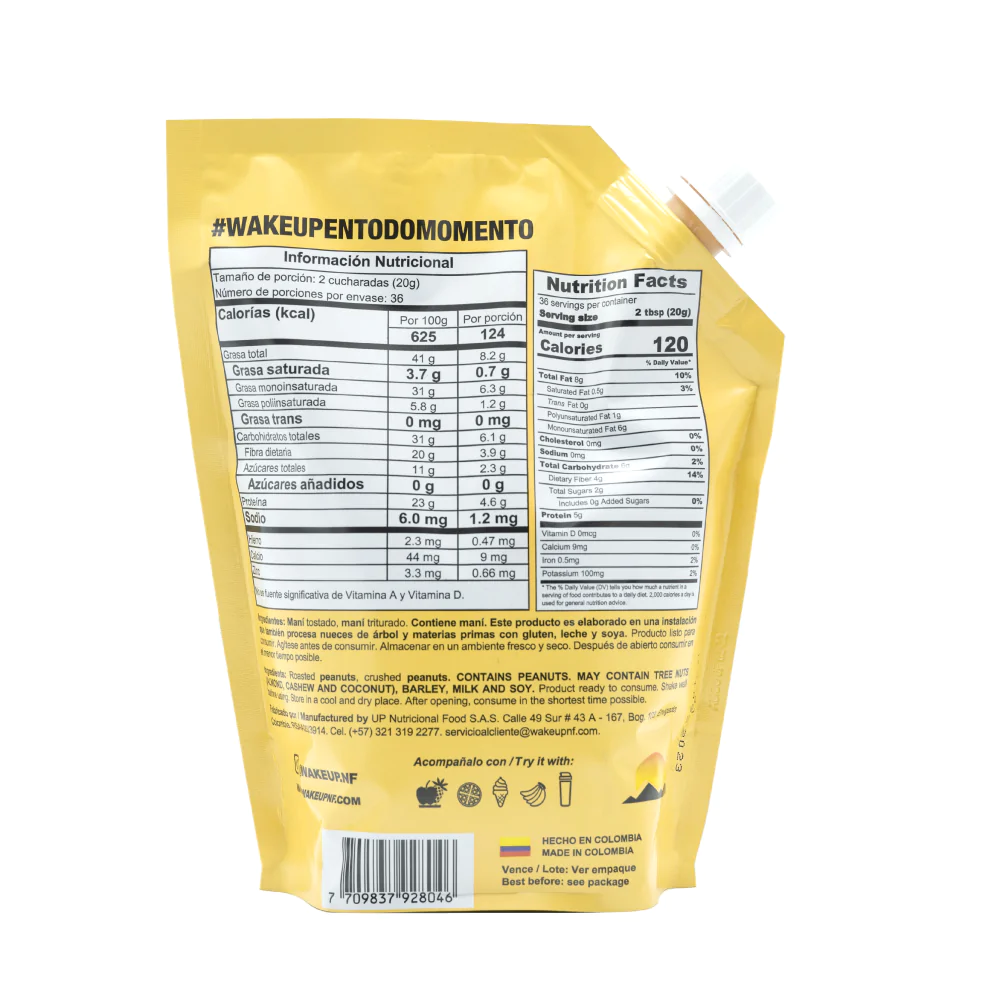 Crema de Maní Crunchy Wake Up, Alimentos Sostenibles.