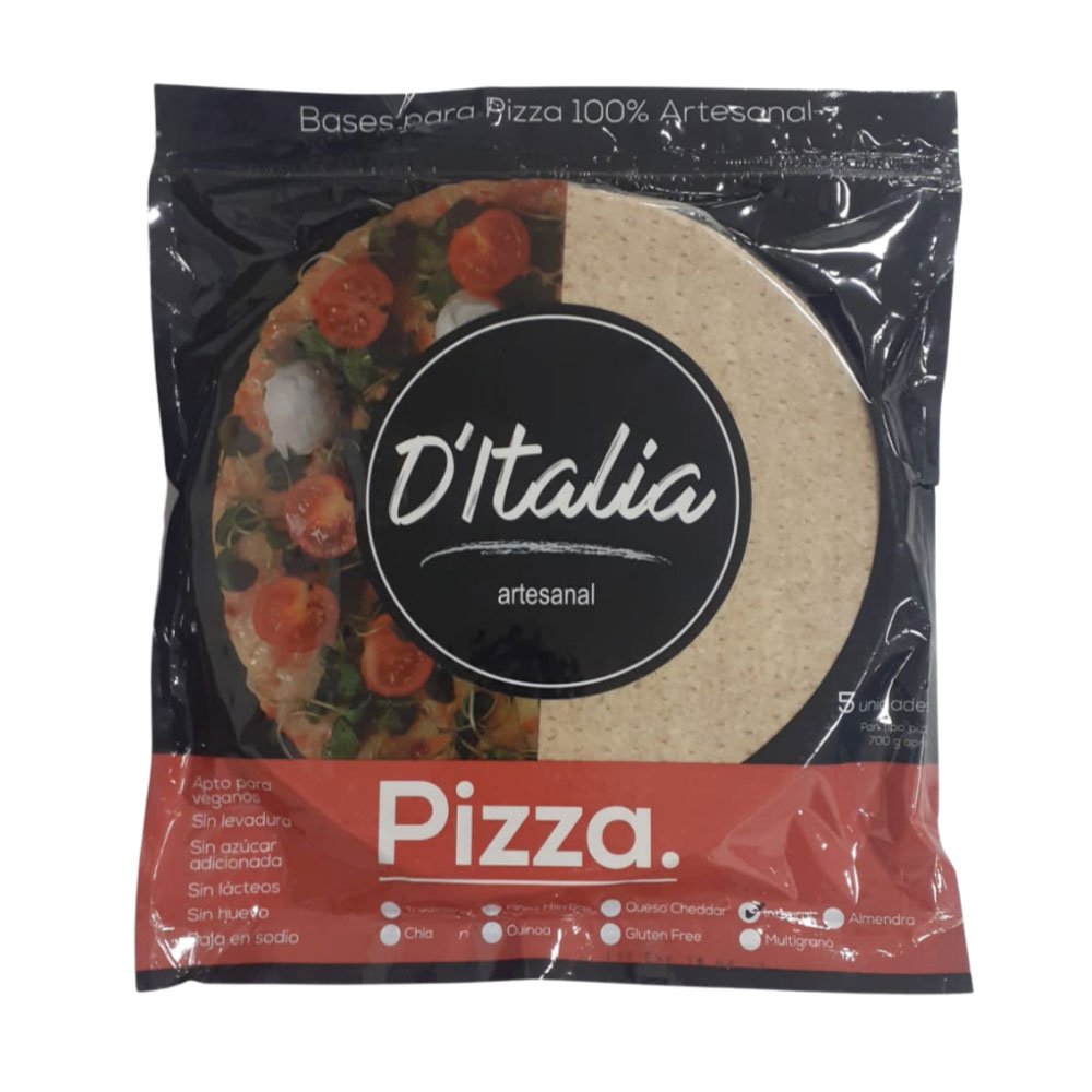 D'Italia | Base Pizza Integral 5 Unidades | Alimentos Sostenibles