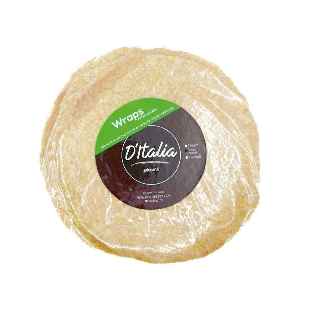 D'Italia | Wrap Integral Whey Protein 5 Unidades | Alimentos Sostenibles