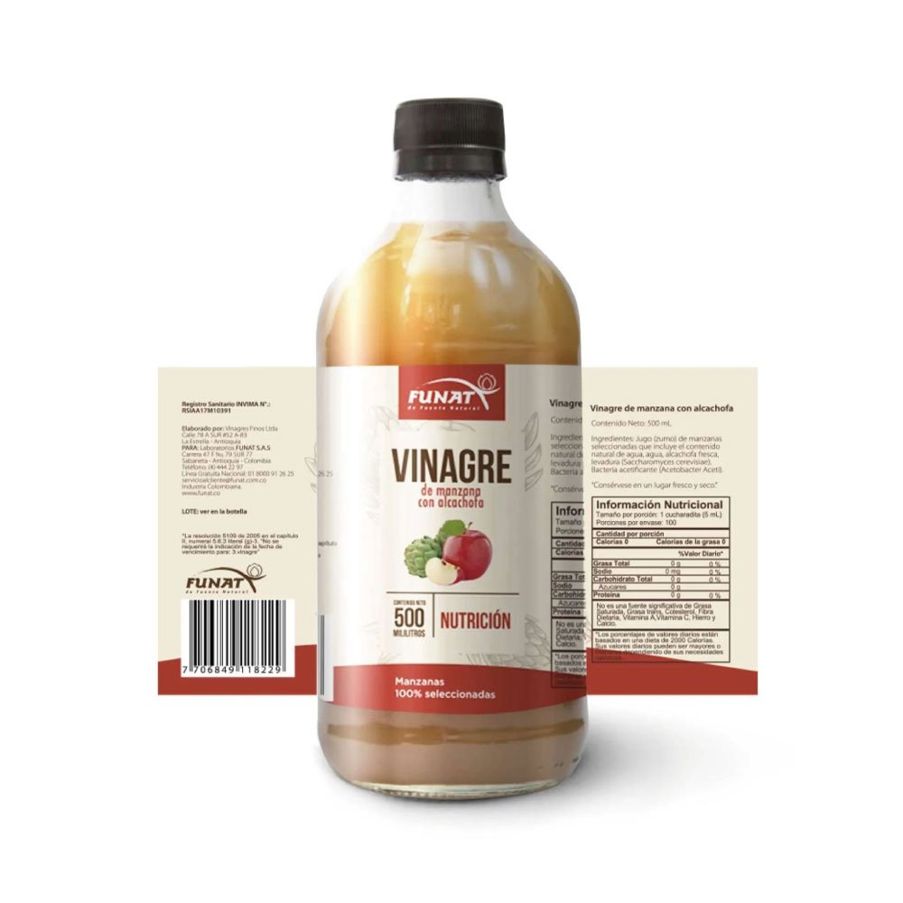 Funat | Vinagre de Manzana con Alcachofa 500 ml | Alimentos Sostenibles