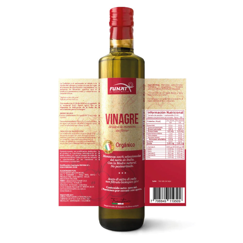 Funat | Vinagre de Manzana Italia Orgánico | Alimentos Sostenibles