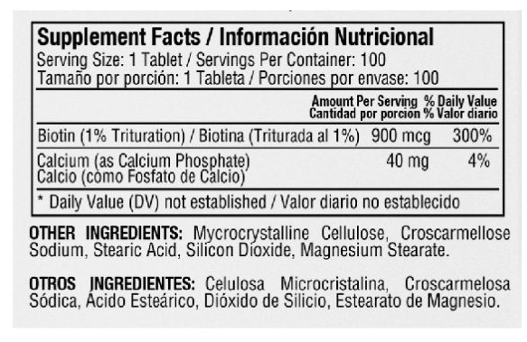 Healthy America | Biotina 900 mcg | Alimentos Sostenibles