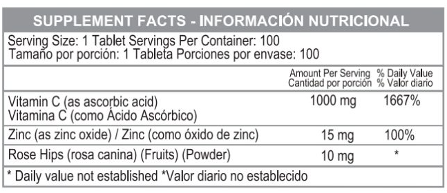 Healthy America | Vitamina C 1000 mg cons Zinc | Alimentos Sostenibles