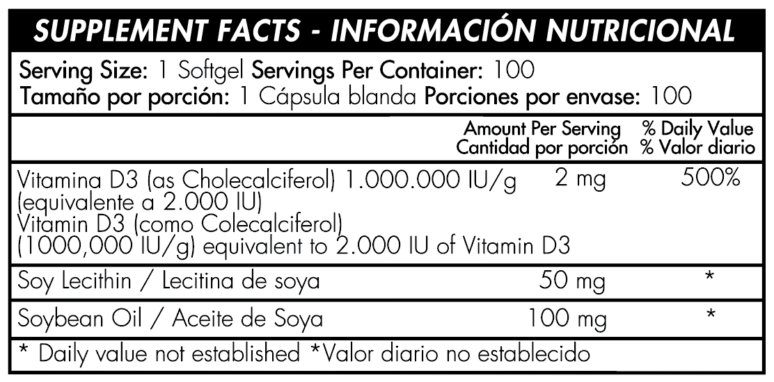 Healthy America | Vitamina D3 2000 IU | Alimentos Sostenibles