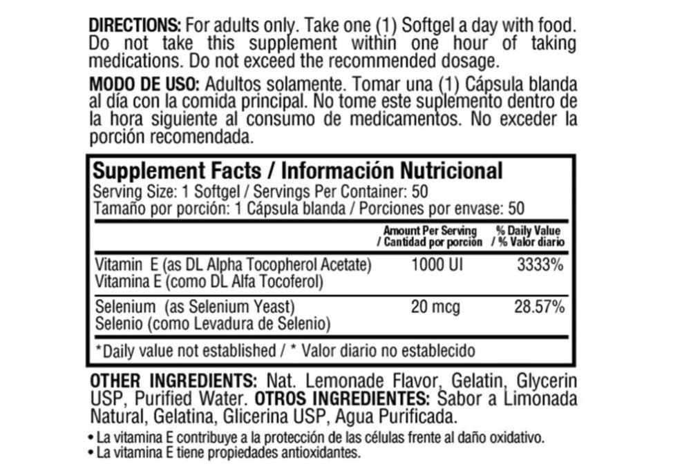 Healthy America | Vitamina E con 1000 IU Selenium | Alimentos Sostenibles