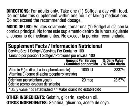 Healthy America | Vitamina E con 400 IU Selenium | Alimentos Sostenibles