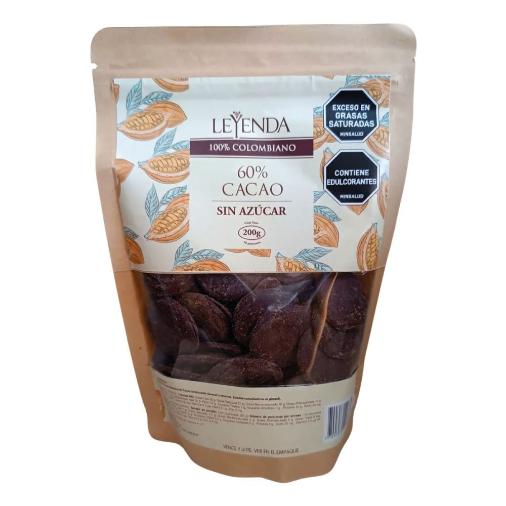 Leyenda | Cacao 60% Sin Azúcar | Alimentos Sostenibles