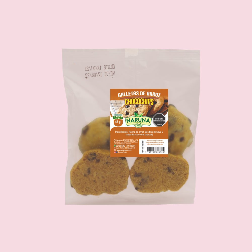 Naruna | Galletas de Arroz Chocochips | Alimentos Sostenibles
