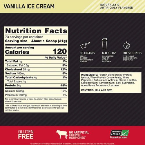 Optimum Nutrition | Gold Standard Whey 5 lbs Vanilla Creme | Alimentos Sostenibles