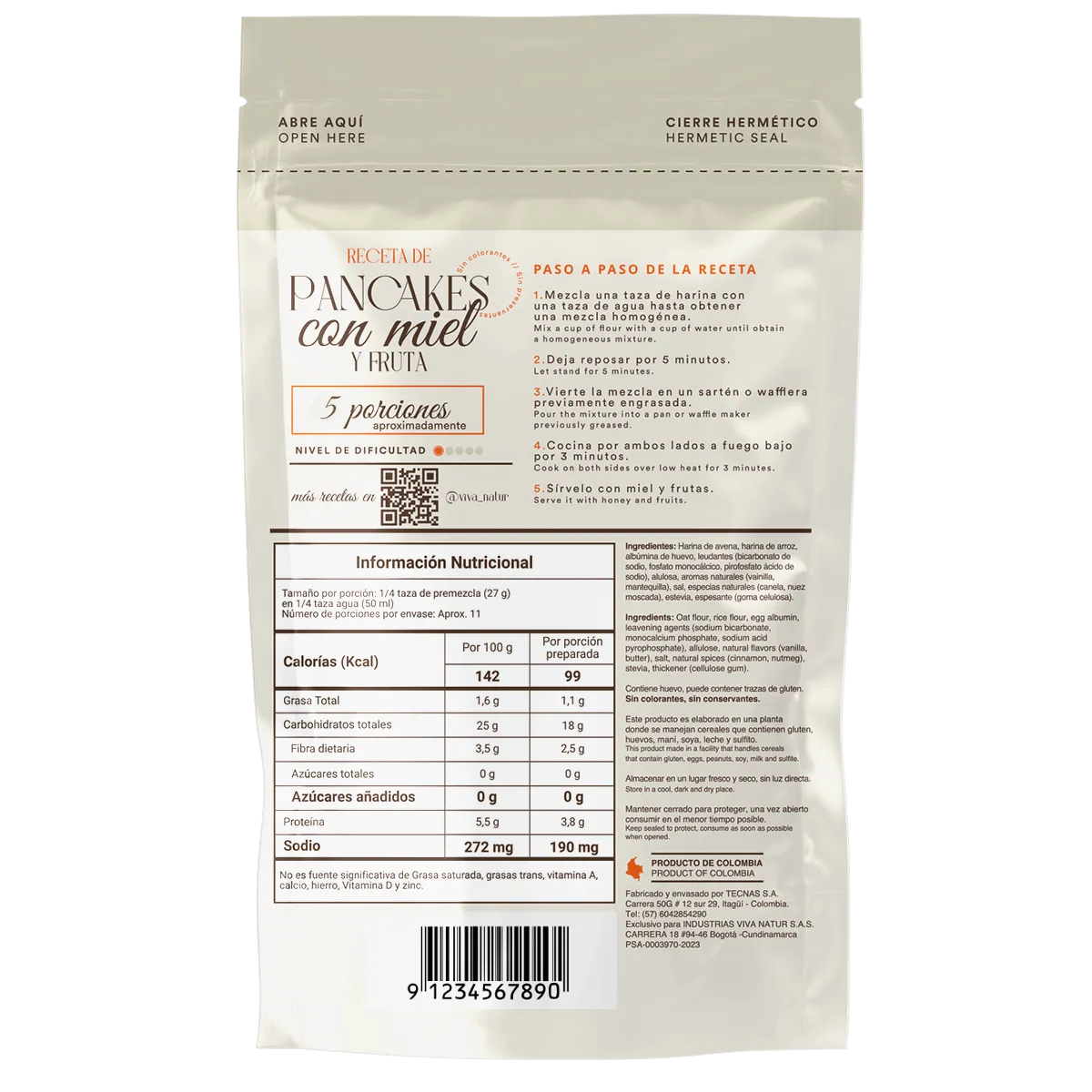 Viva Natur | Mezcla para Pancakes Vainilla | Alimentos Sostenibles