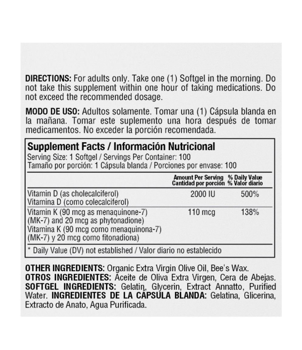 Healthy America | Vitamina D3 K2 | Alimentos Sostenibles