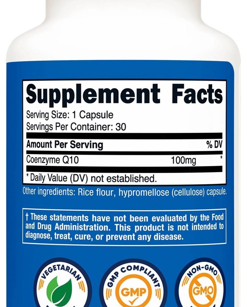 Beneficios y propiedades CoQ10 Nutricost 100mg | Información nutricional | Alimentos Sostenibles