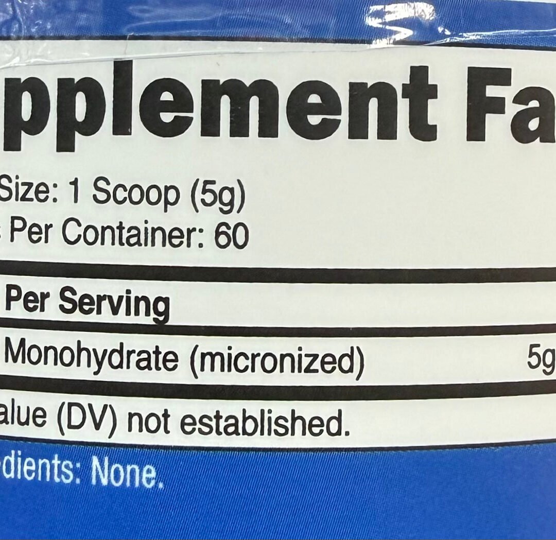 Información nutricional y beneficios de Creatina Nutricost micronizada | Alimentos Sostenibles